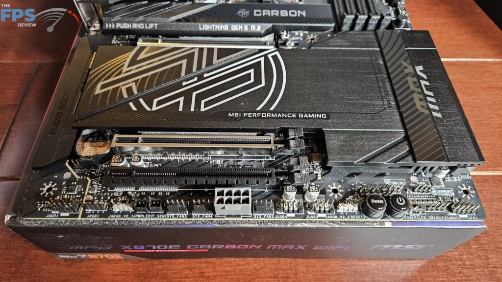 MSI MPG X870E CARBON MAX WiFi motherboard: bottom row