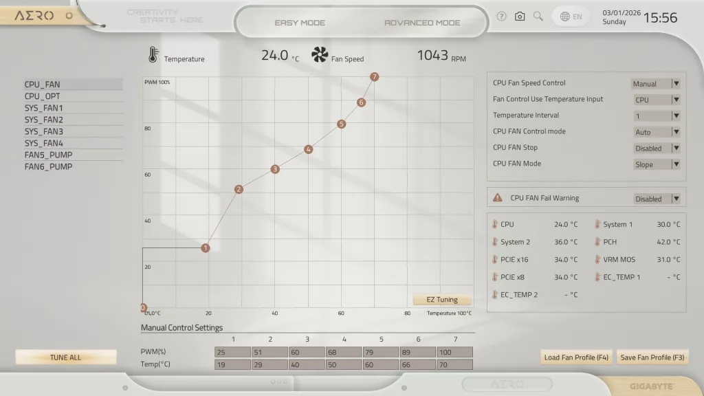 GIGABYTE X870E AERO X3D WOOD motherboard: BIOS screenshot