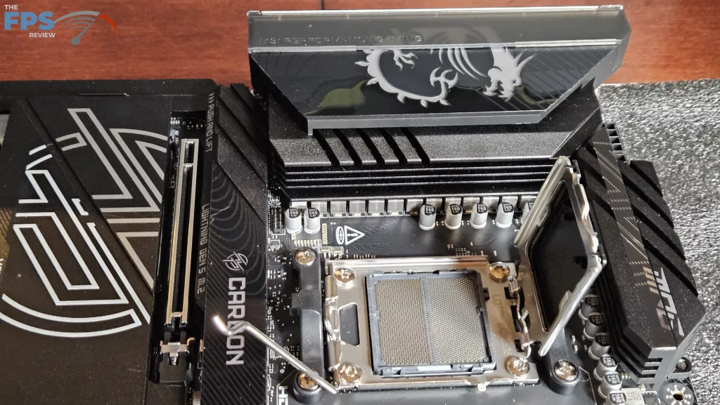 MSI MPG X870E CARBON MAX WiFi motherboard: cpu socket open