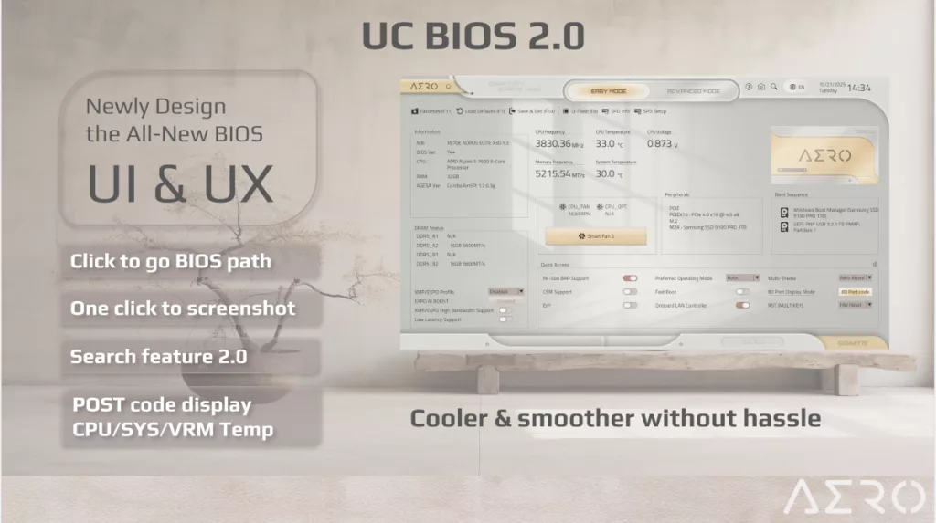 GIGABYTE X870E AERO X3D WOOD motherboard: BIOS screenshot