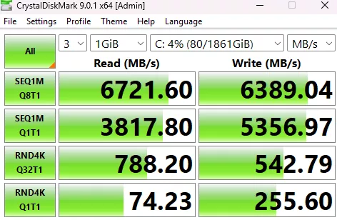 MSI MAG B850 MORTAR MAX WiFi motherboard: performance: crystaldisk