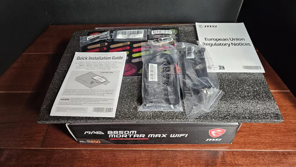 MSI MAG B850 MORTAR MAX WiFi motherboard: accessories