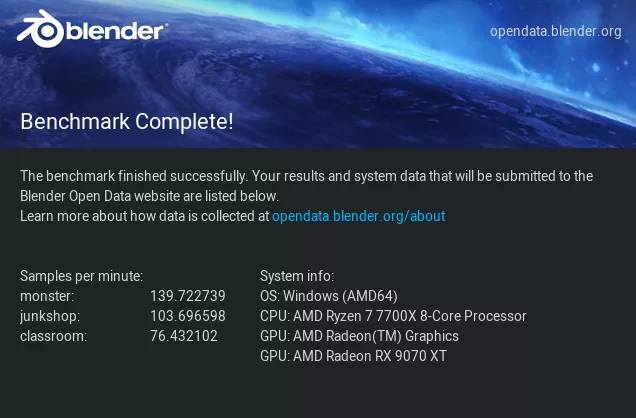 MSI MAG B850 MORTAR MAX WiFi motherboard: performance: blender