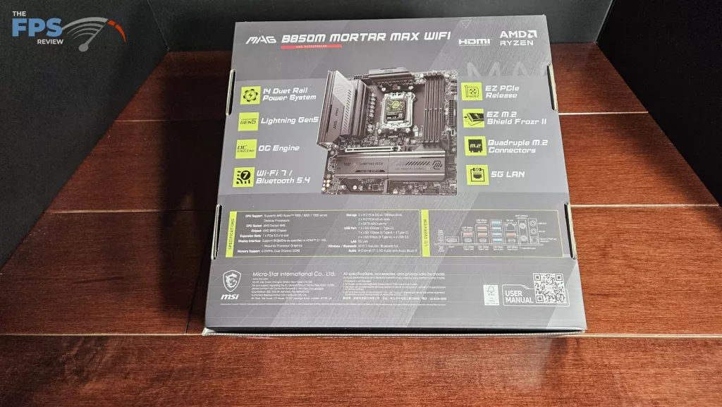 MSI MAG B850 MORTAR MAX WiFi motherboard: box