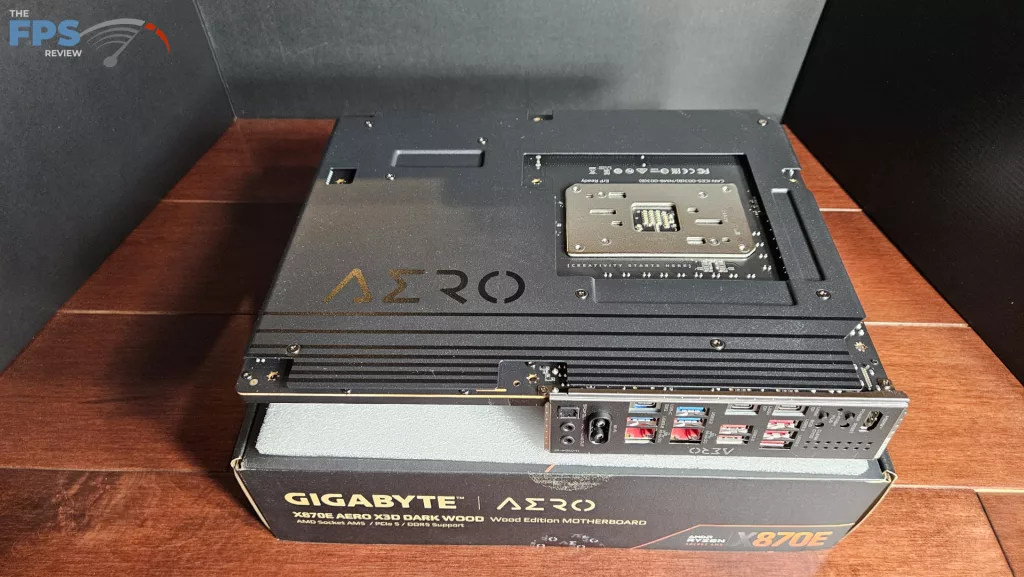 GIGABYTE X870E AERO X3D DARK WOOD motherboard: board back