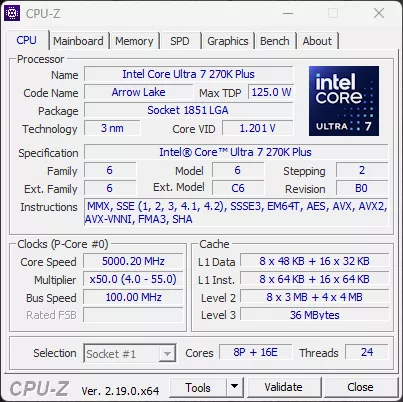 Kingston Fury Renegade 7200MT/s 32GB DDR5 RGB White Memory CPU-Z