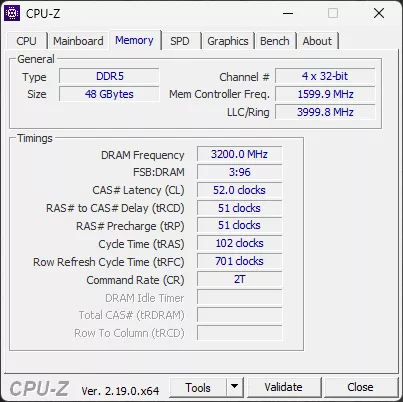 G.SKILL Trident Z5 CK RGB DDR5 8400MT/s 48GB CU-DIMM CPU-Z Default Screenshot