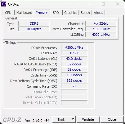 G.SKILL Trident Z5 CK RGB DDR5 8400MT/s 48GB CU-DIMM CPUZ XMP Profile 1 Screenshot