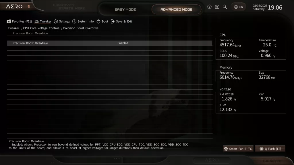 GIGABYTE X870E AERO X3D DARK WOOD motherboard: BIOS