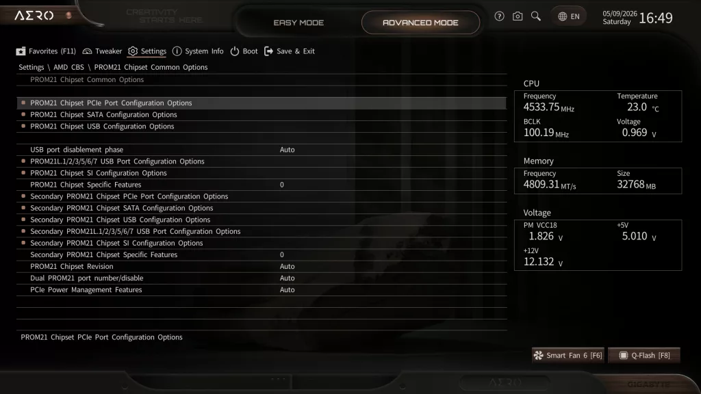 GIGABYTE X870E AERO X3D DARK WOOD motherboard: BIOS
