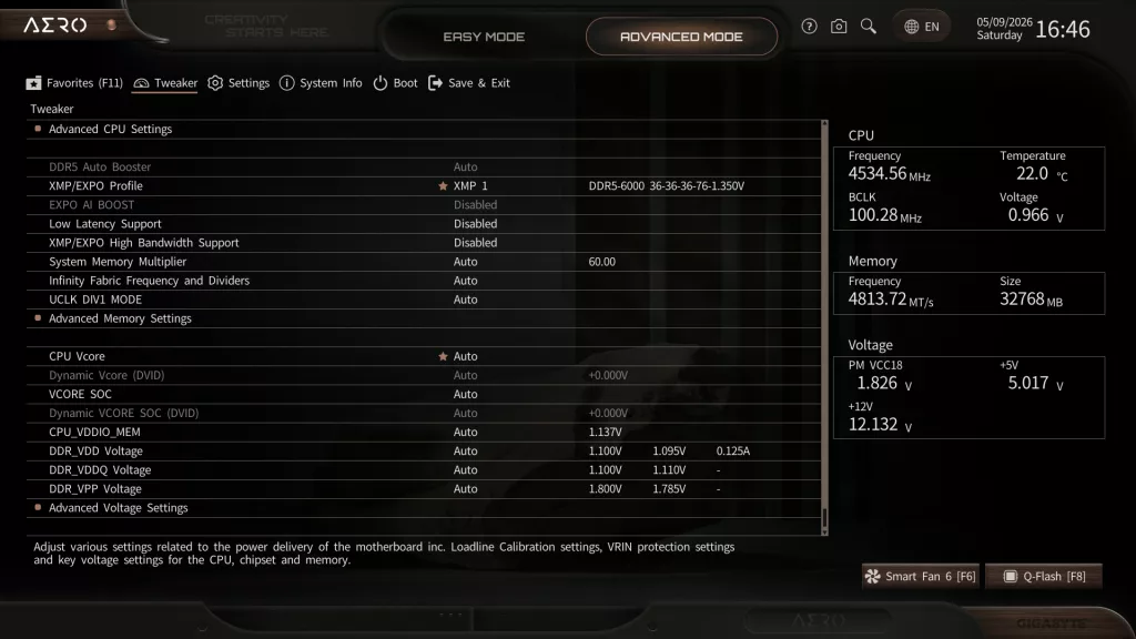 GIGABYTE X870E AERO X3D DARK WOOD motherboard: BIOS