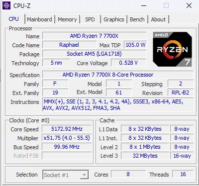 GIGABYTE X870E AERO X3D DARK WOOD motherboard: CPUZ