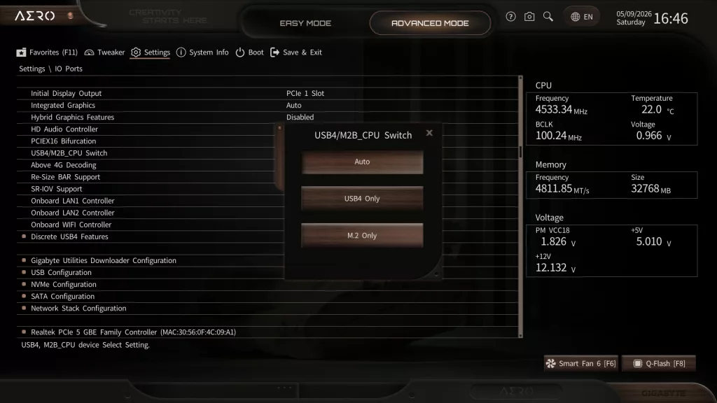 GIGABYTE X870E AERO X3D DARK WOOD motherboard: BIOS