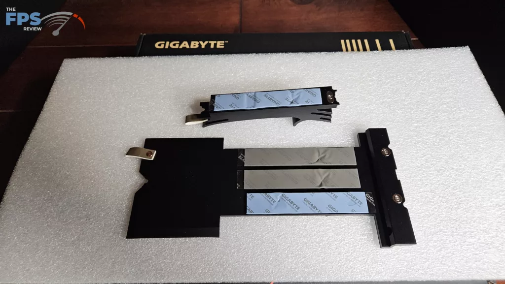 GIGABYTE X870E AERO X3D DARK WOOD motherboard: heatsink covers