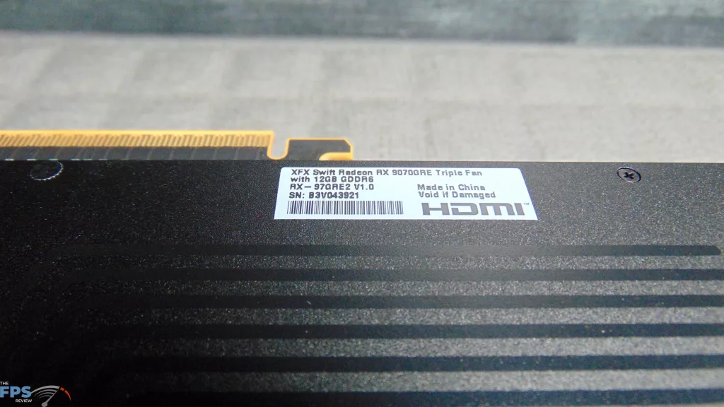 XFX Swift Radeon RX 9070 GRE Triple Fan Gaming Edition Card Label