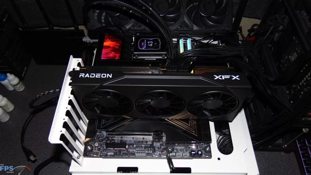 XFX Swift Radeon RX 9070 GRE Triple Fan Gaming Edition Card Installed in Computer