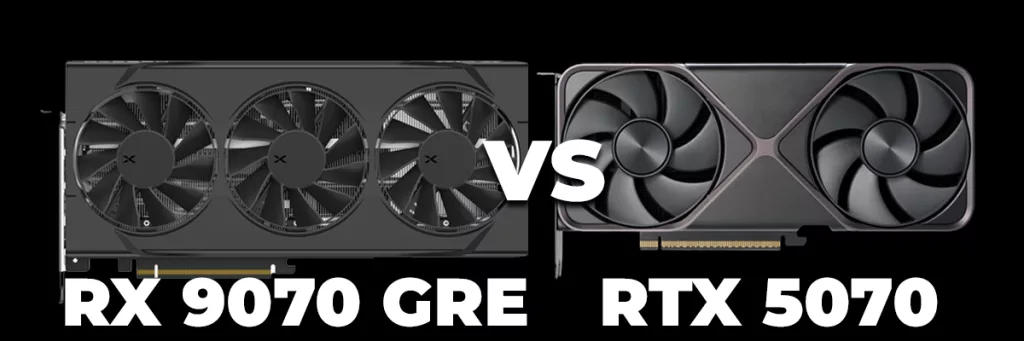 NVIDIA GeForce RTX 5070 Video Card and XFX Swift Radeon RX 9070 GRE Triple Fan Gaming Edition Video Card