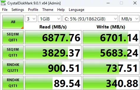MSI MAG Z890 TOMAHAWK WiFi II motherboard: performance: CrystalDisk