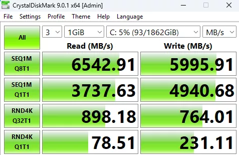 MSI MAG Z890 TOMAHAWK WiFi II motherboard: performance: CrystalDisk