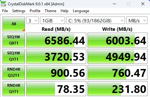 MSI MAG Z890 TOMAHAWK WiFi II motherboard: performance: CrystalDisk