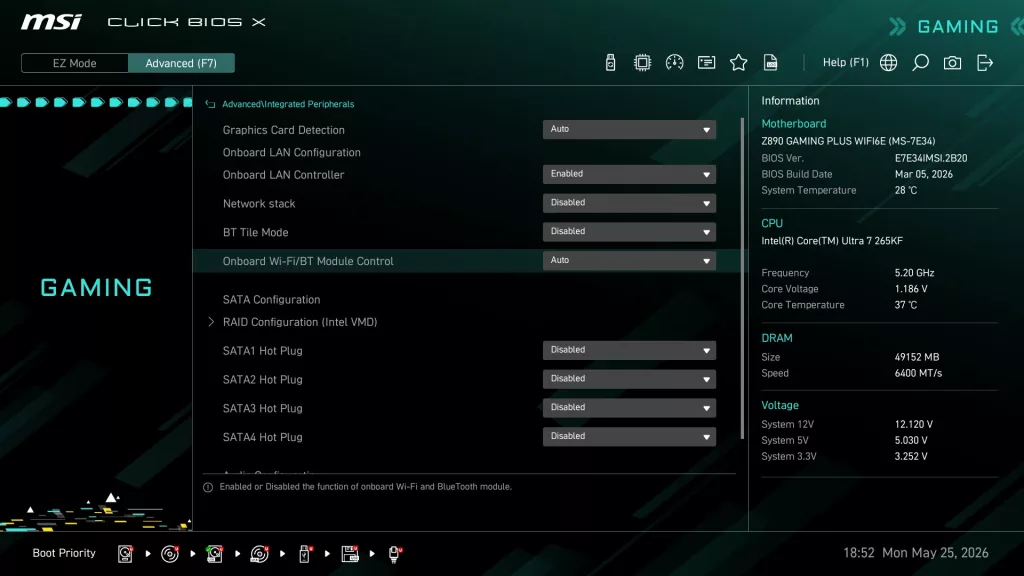 MSI Z890 GAMING PLUS WiFi6E motherboard: BIOS