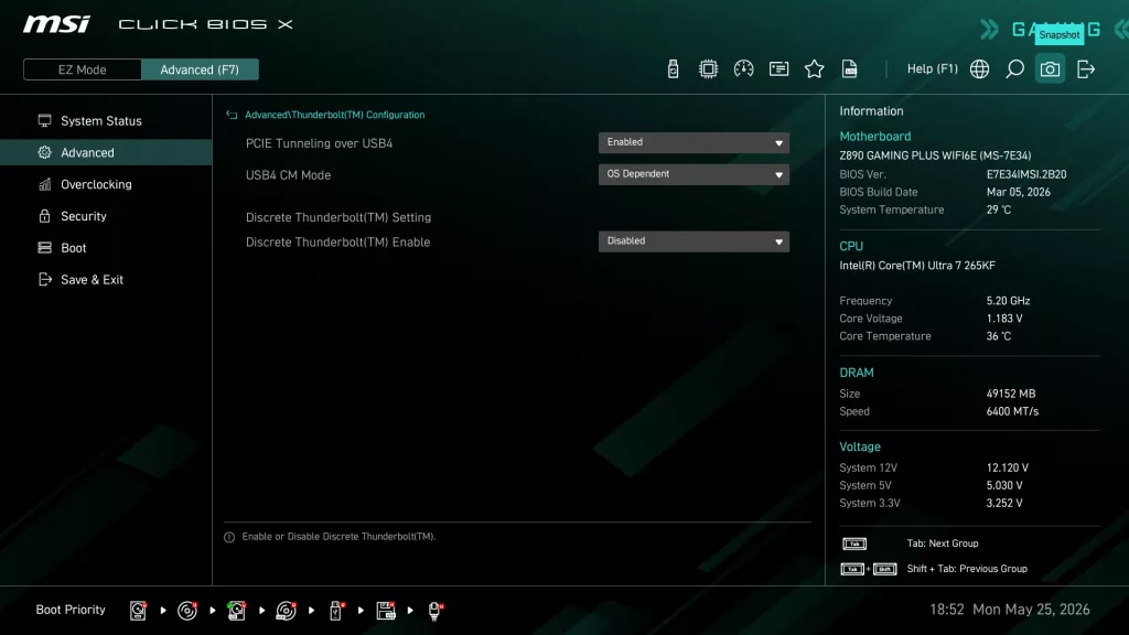 MSI Z890 GAMING PLUS WiFi6E motherboard: BIOS