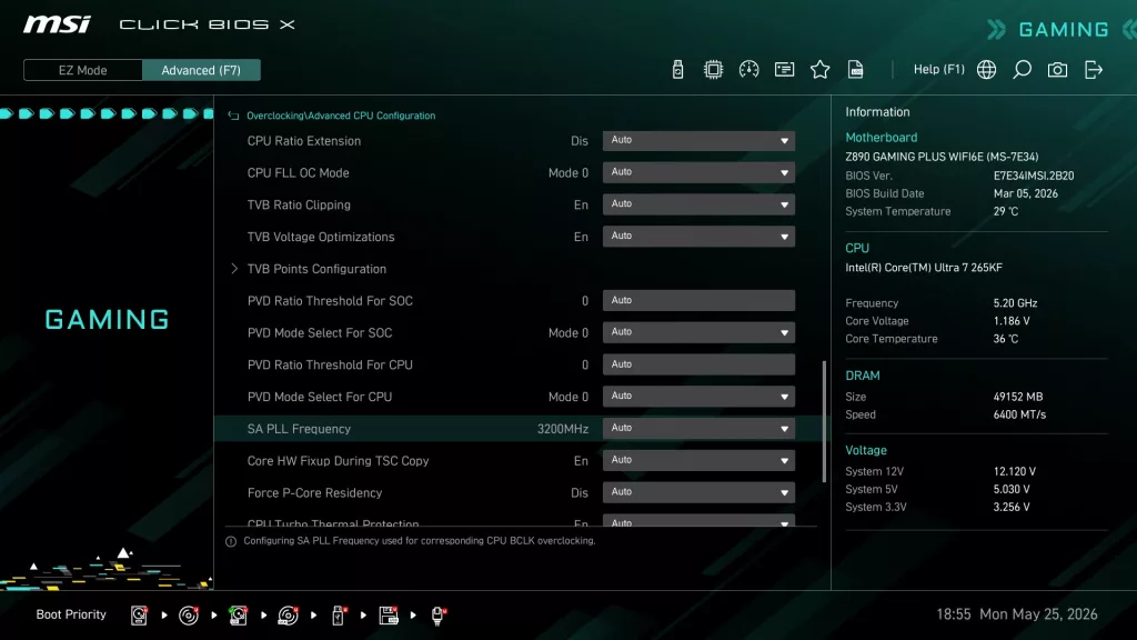 MSI Z890 GAMING PLUS WiFi6E motherboard: BIOS