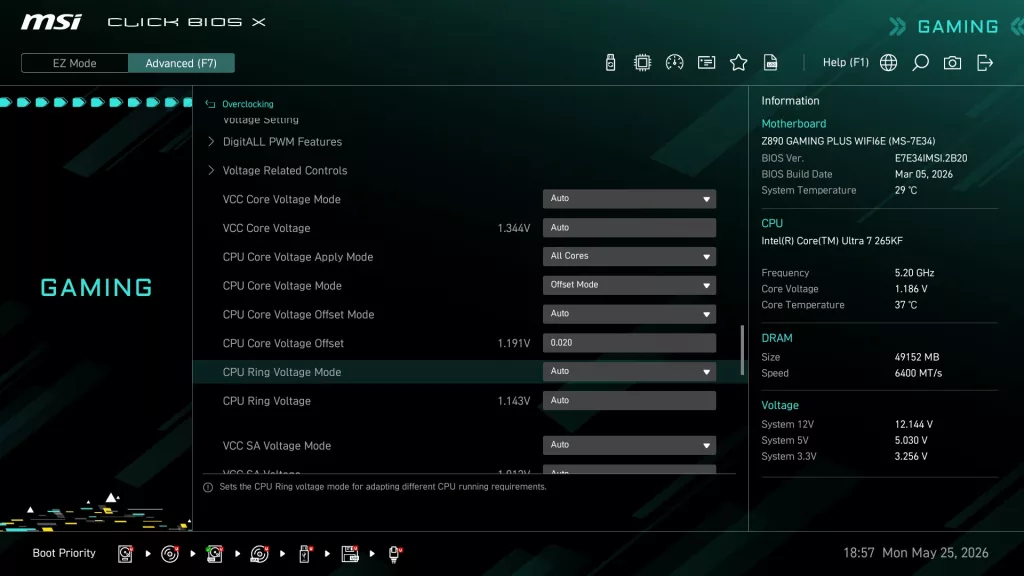 MSI Z890 GAMING PLUS WiFi6E motherboard: BIOS