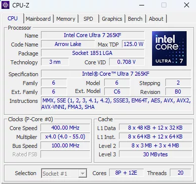 MSI MAG Z890 TOMAHAWK WiFi II motherboard CPUZ