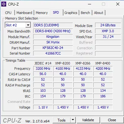 MSI Z890 GAMING PLUS WiFi6E motherboard: CPUZ