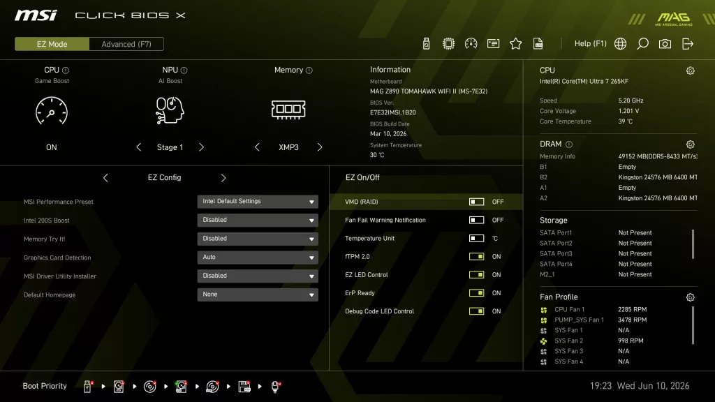MSI MAG Z890 TOMAHAWK WiFi II motherboard BIOS