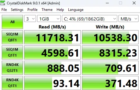MSI MAG Z890 TOMAHAWK WiFi II motherboard: performance: CrystalDisk