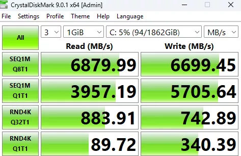 MSI Z890 GAMING PLUS WiFi6E motherboard: performance, CrystalDisk