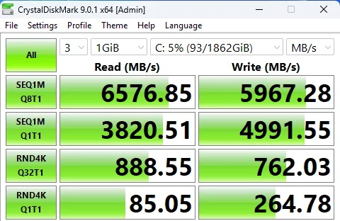 MSI Z890 GAMING PLUS WiFi6E motherboard: performance, CrystalDisk