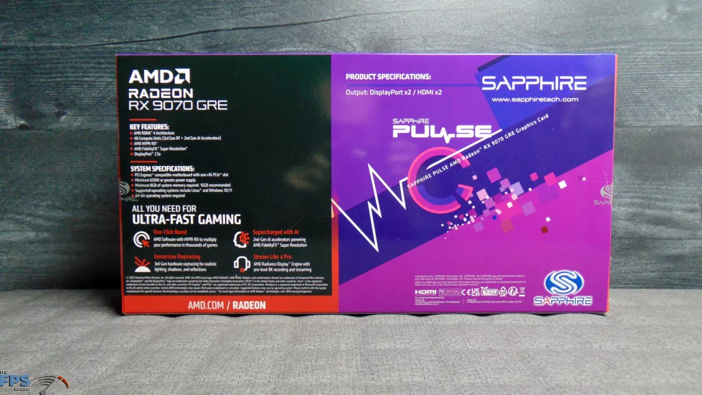 SAPPHIRE PULSE Radeon RX 9070 GRE GAMING OC Box Back