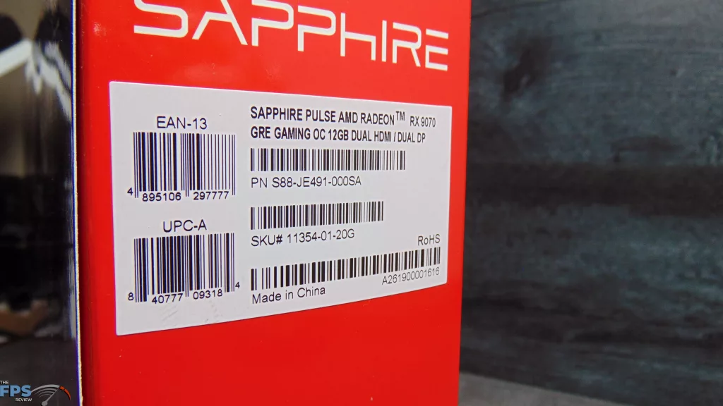 SAPPHIRE PULSE Radeon RX 9070 GRE GAMING OC Box Label