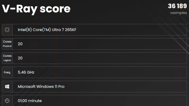 MSI MAG Z890 TOMAHAWK WiFi II motherboard: performance: VRay