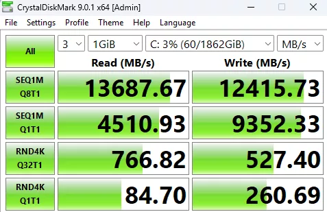 ASRock X870 CHALLENGER WiFi White: CrystalDisk result