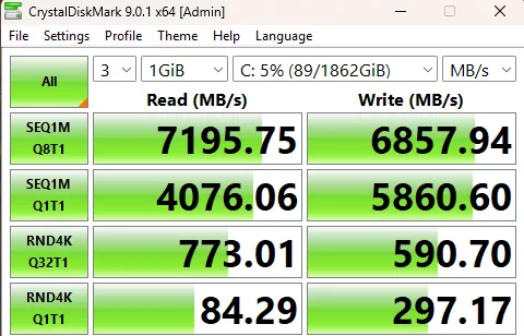 ASRock X870 CHALLENGER WiFi White: CrystalDisk result