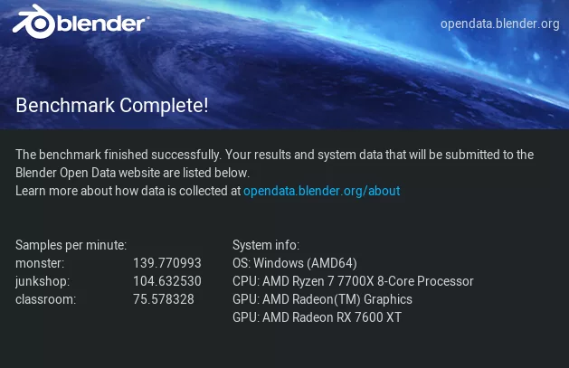 ASRock X870E CHALLENGER WiFi Motherboard: performance: Blender