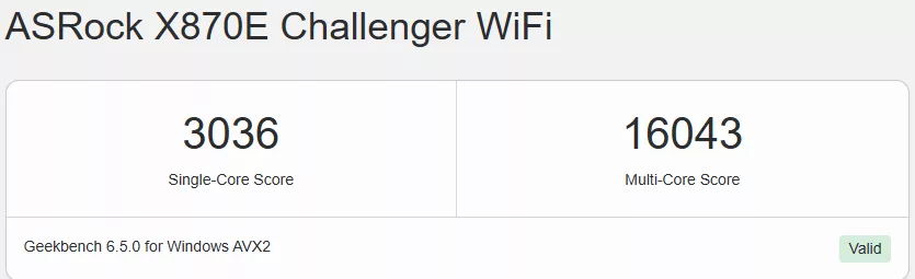 ASRock X870E CHALLENGER WiFi Motherboard: performance: Geekbench6