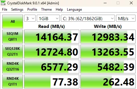 ASRock X870E CHALLENGER WiFi Motherboard: performance: CrystalDisk