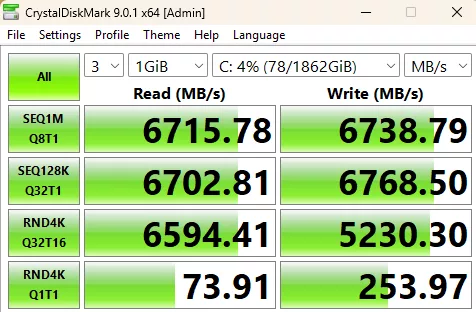 ASRock X870E CHALLENGER WiFi Motherboard: performance: CrystalDisk
