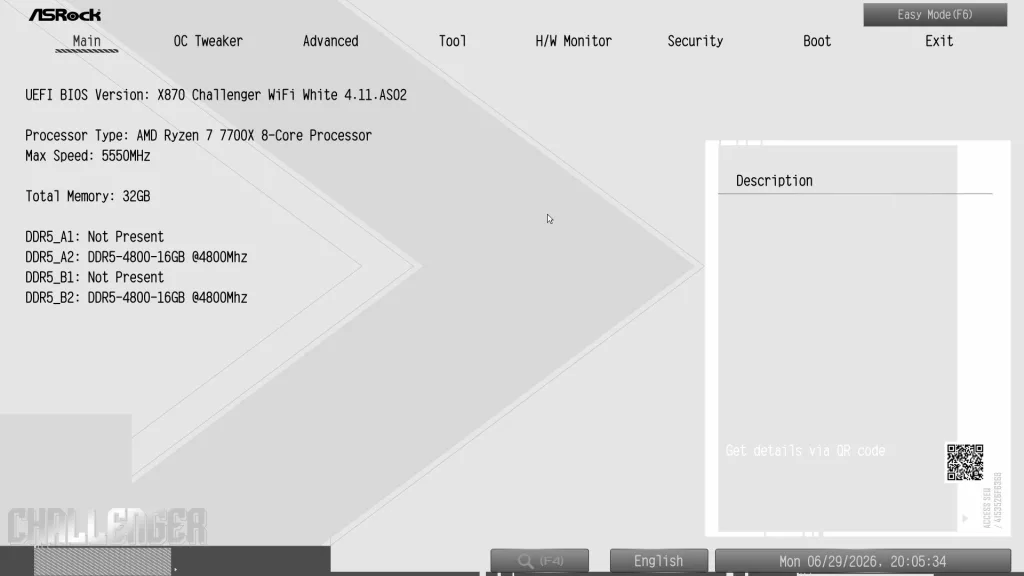 ASRock X870 CHALLENGER WiFi White: BIOS