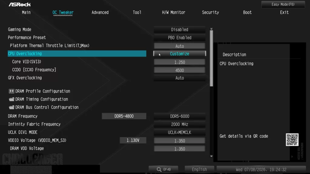 ASRock X870E CHALLENGER WiFi Motherboard: BIOS