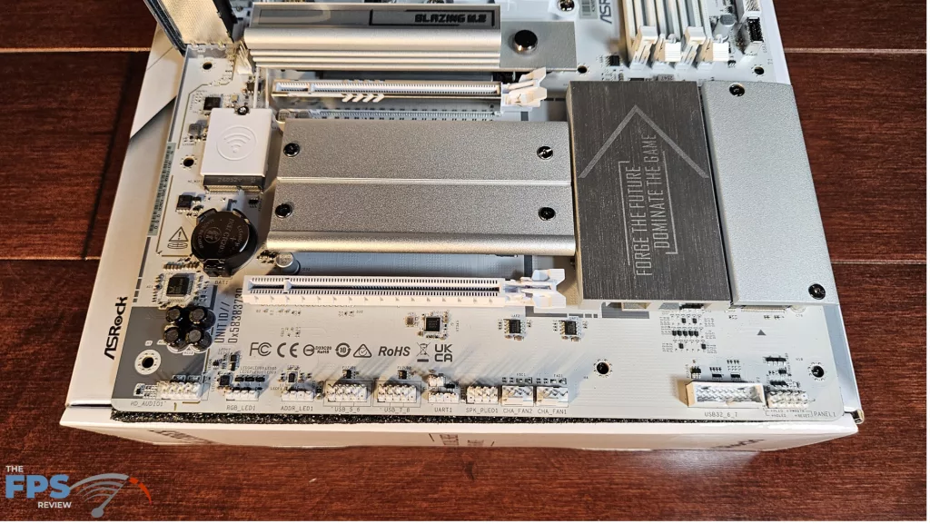 ASRock X870 CHALLENGER WiFi White motherboard: bottom row