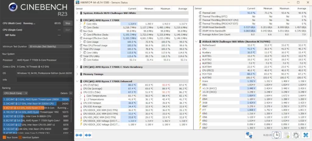 ASRock X870 CHALLENGER WiFi White: VRM temperature testing at load
