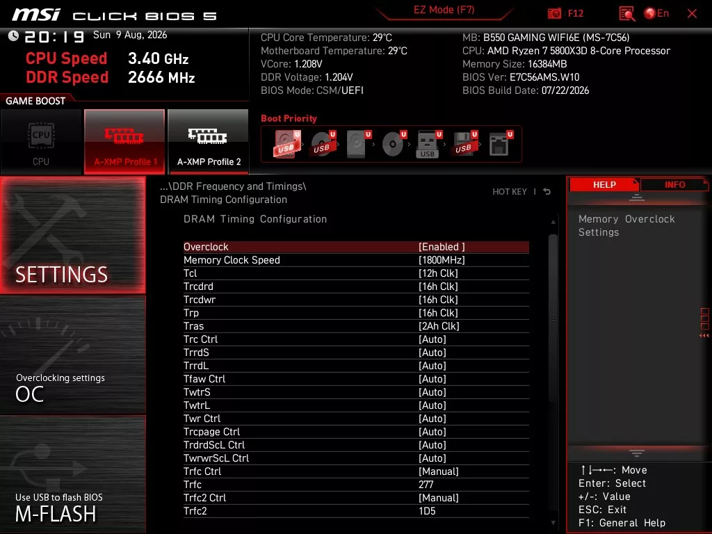 MSI B550 GAMING WiFi6E motherboard: BIOS