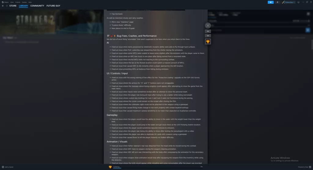 Stalker 2 Patch 2.0 Patch Notes Screenshot