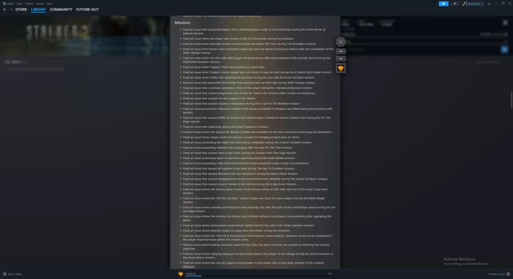 Stalker 2 Patch 2.0 Patch Notes Screenshot